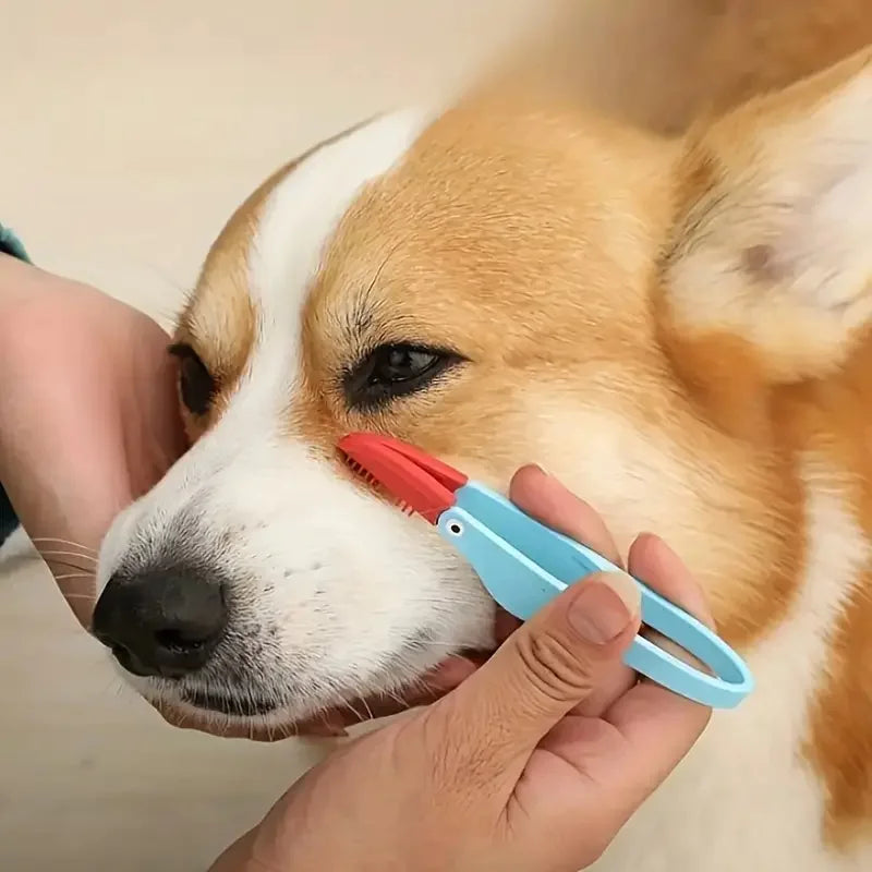 Escova para remoção de manchas de lágrimas para animais.